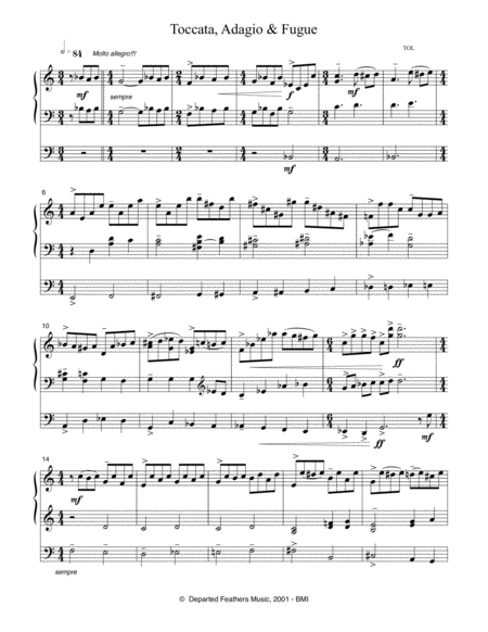 Toccata, Adagio & Fugue (2001) for solo organ