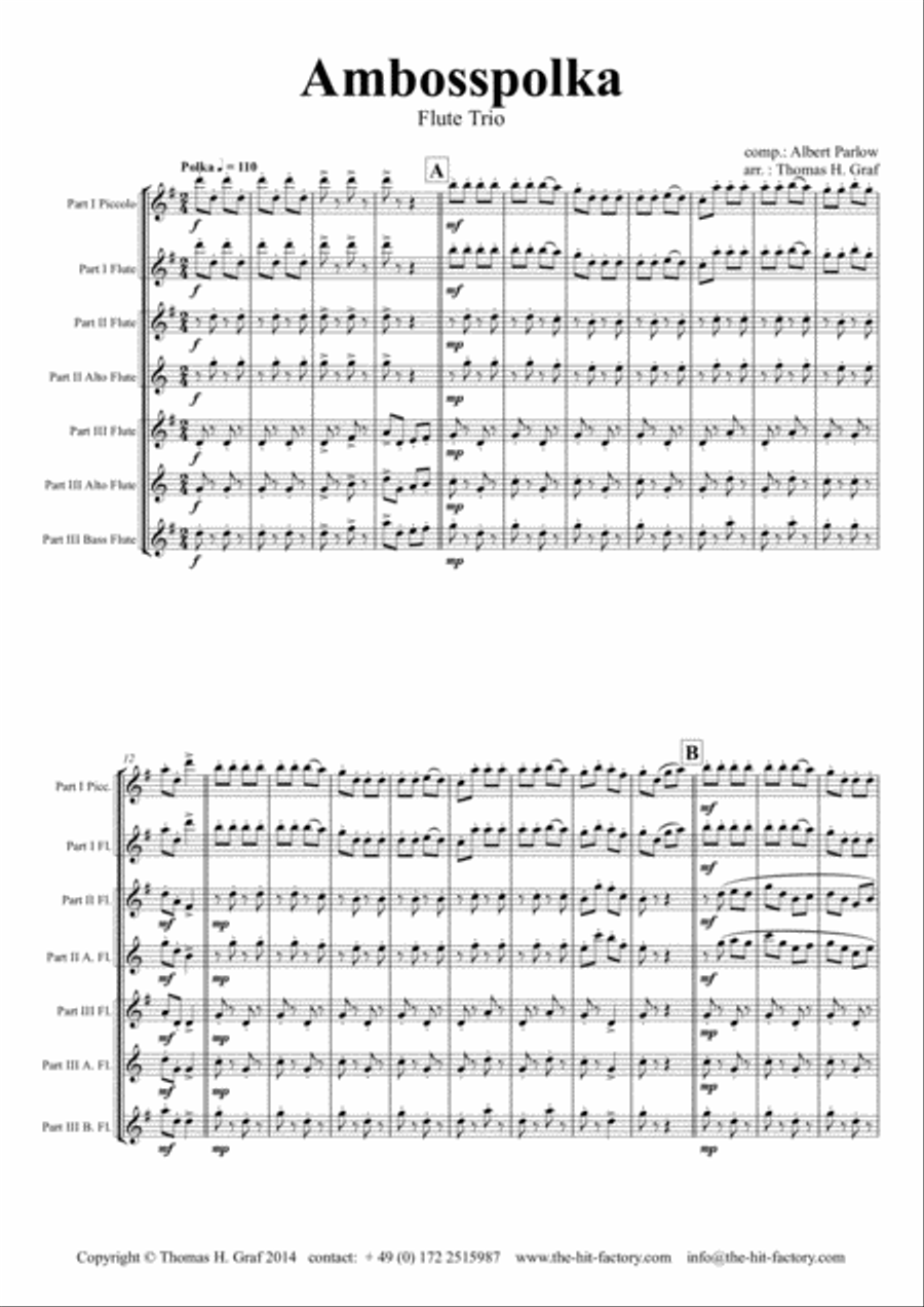 Amboss-Polka - German Polka - Oktoberfest - Flute Trio Flute Trio scores gallery preview page 1