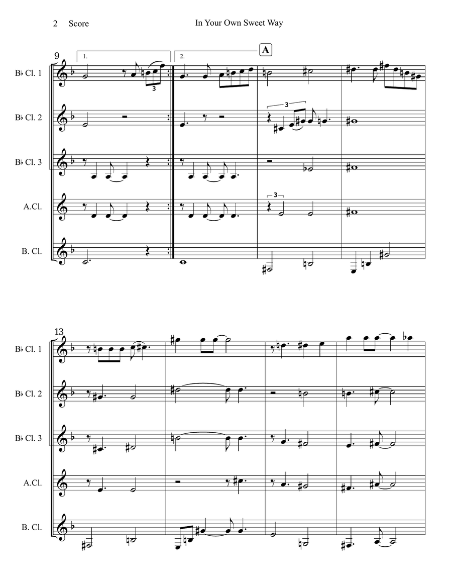 In Your Own Sweet Way Woodwind Ensemble scores gallery preview page 3