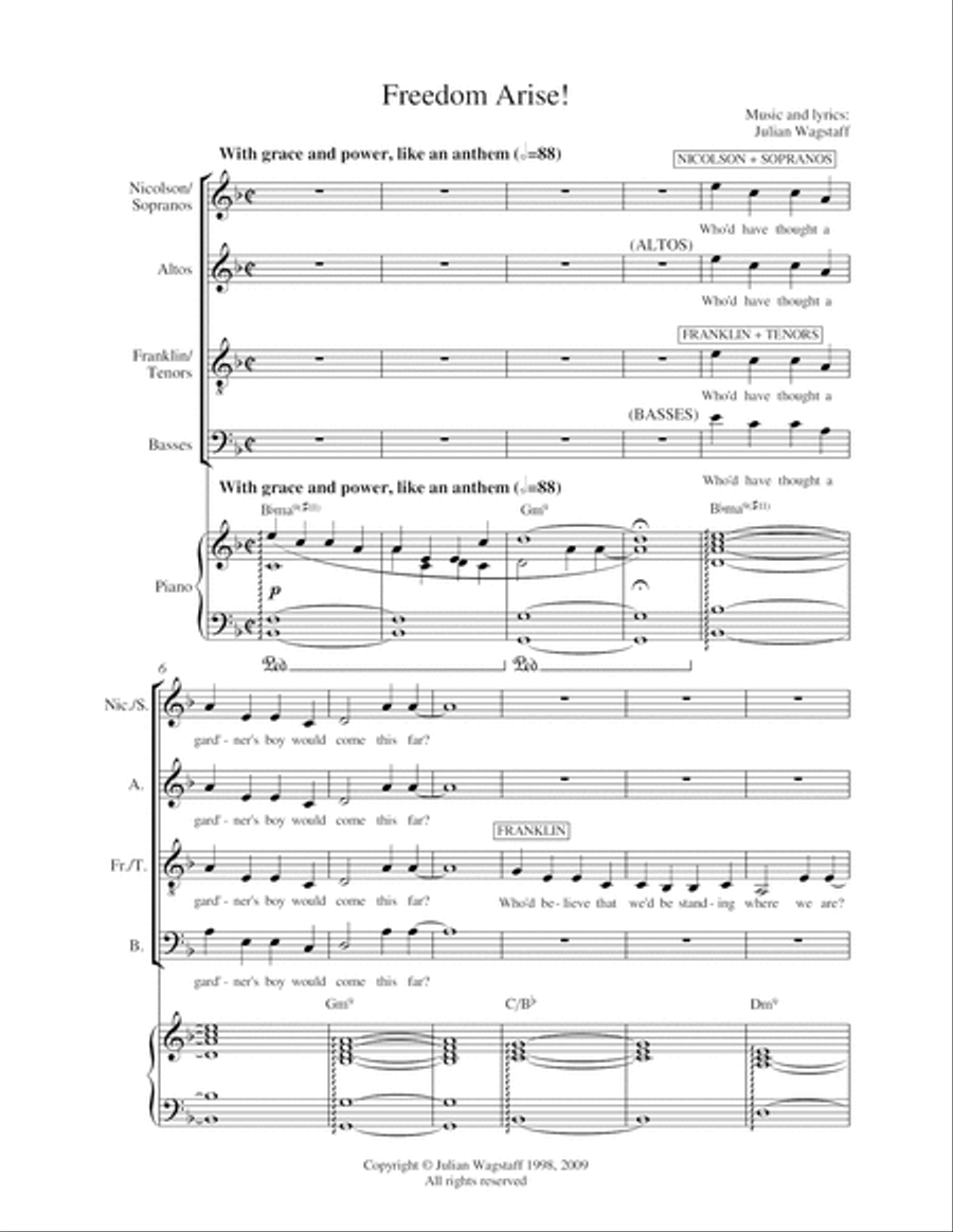 Freedom Arise! - song from the musical John Paul Jones 4-Part scores gallery preview page 3