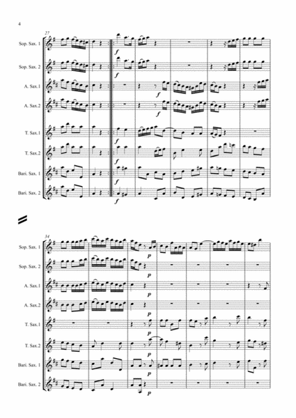 Boyce Symphony No. 4 arranged for saxophone ensemble image number null