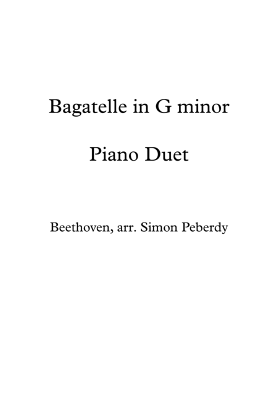 Beethoven Bagatelle in G minor arr Piano Duet by Simon Peberdy 1 Piano, 4-Hands scores gallery preview page 1