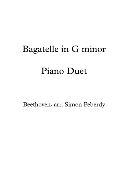 Beethoven Bagatelle in G minor arr Piano Duet by Simon Peberdy image number null