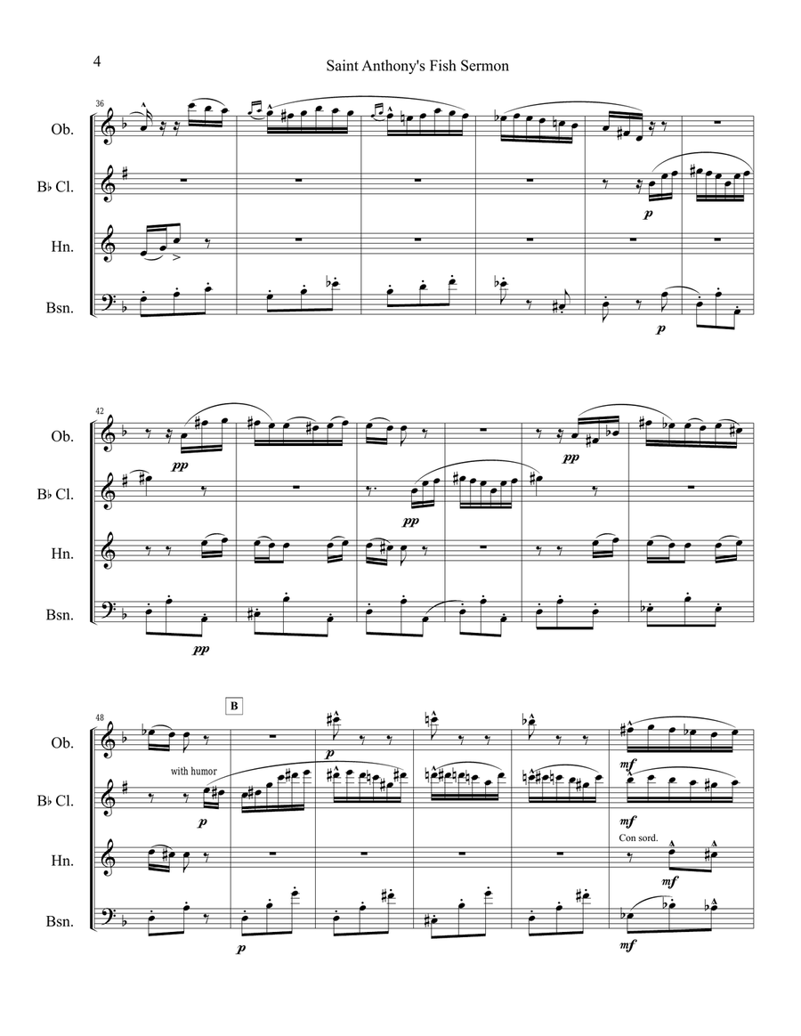 Sermon to the Fish for Woodwind Quartet Woodwind Quartet scores gallery preview page 4