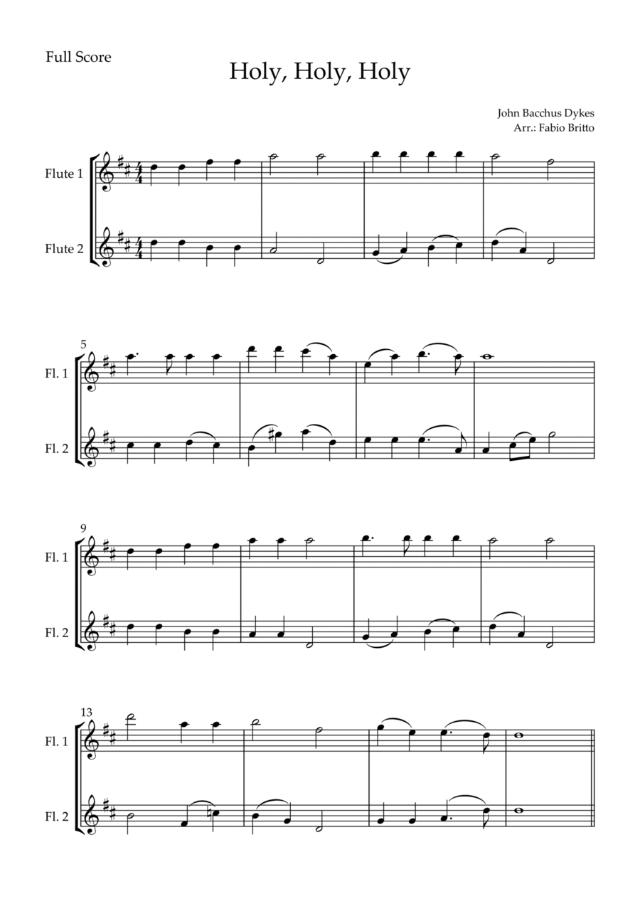 Holy, Holy, Holy (Traditional Christian Song) for Flute Duo Flute Duet scores gallery preview page 1