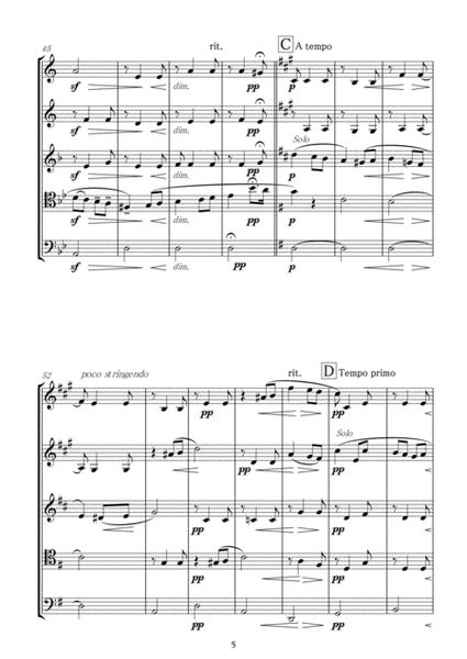 "Love's Greeting" (Salut d'Amour) by Edward Elgar arrangement for Brass Quintet image number null