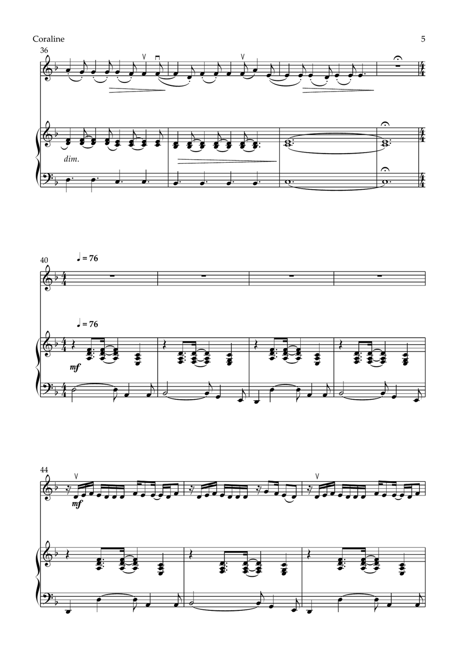 Coraline Violin Solo scores gallery preview page 5