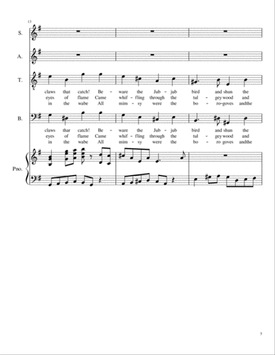 Jabberwocky 4-Part scores gallery preview page 6
