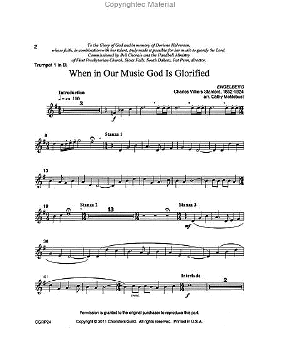When in Our Music God Is Glorified Inst Reproducible Instrumental Parts Trumpet scores gallery preview page 2