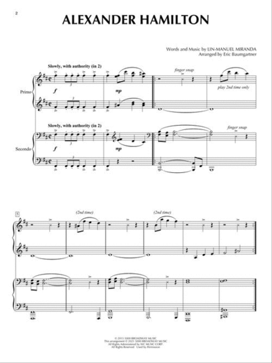Hamilton for Piano Duet Hamilton for Piano Duet Piano Duet scores gallery preview page 5