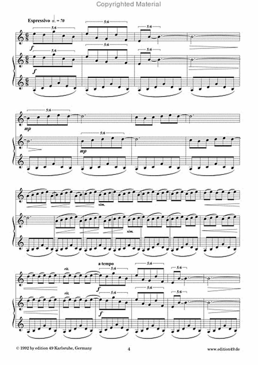 Quasi improvisata I, Version fur Klarinette in B und Klavier