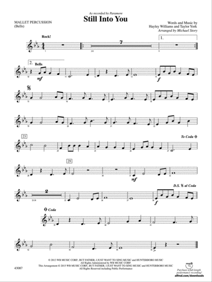 Still Into You: Mallets Concert Band scores gallery preview page 1