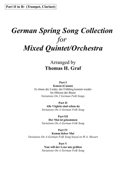 German Spring Song Collection - 5 Concert Pieces - Multiplay - Part 2 in Bb