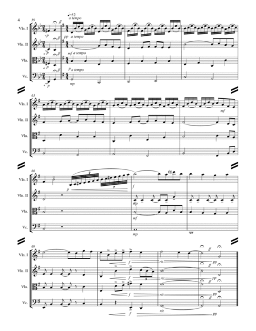 Ravel - Pavane For A Dead Princess (for String Quartet) String Quartet scores gallery preview page 5