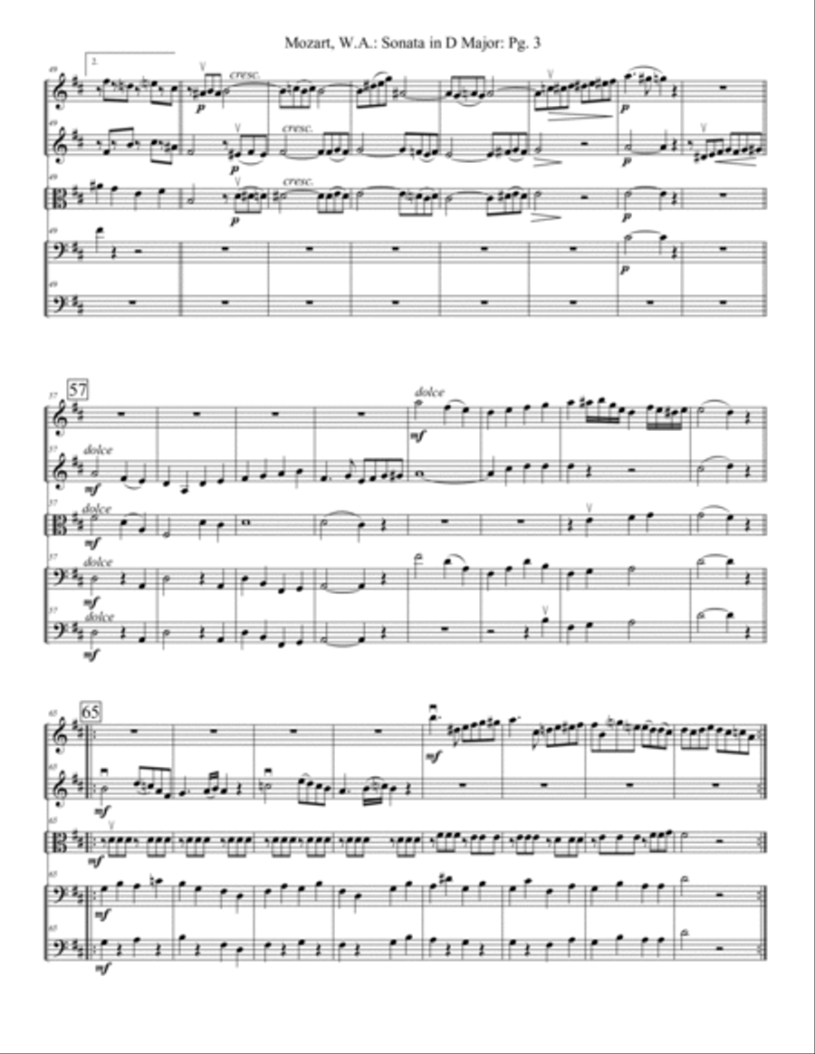Sonata in D Major K.570 String Orchestra scores gallery preview page 3