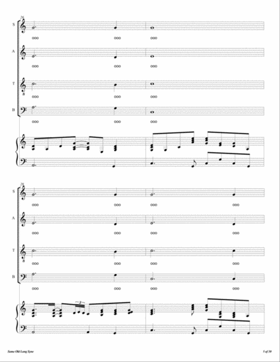 Same Old Lang Syne 4-Part scores gallery preview page 6