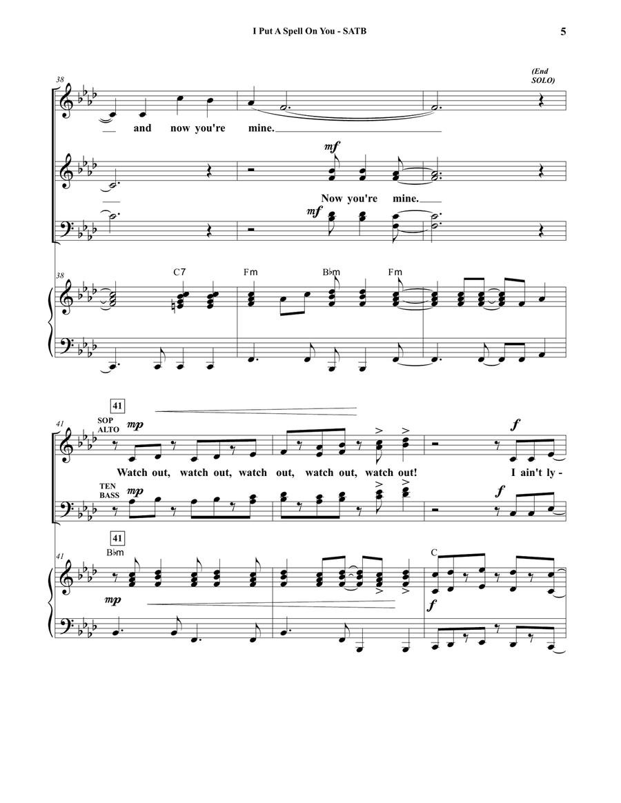 I Put A Spell On You 4-Part scores gallery preview page 5