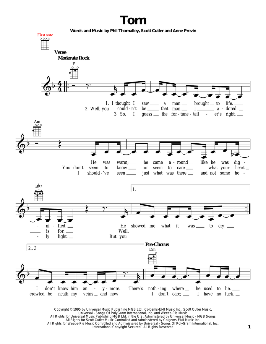 Torn Ukulele scores gallery preview page 1
