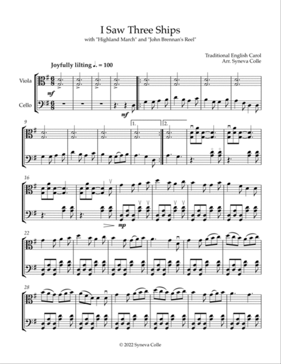 I Saw Three Ships - Traditional Tune Medley String Duet scores gallery preview page 2