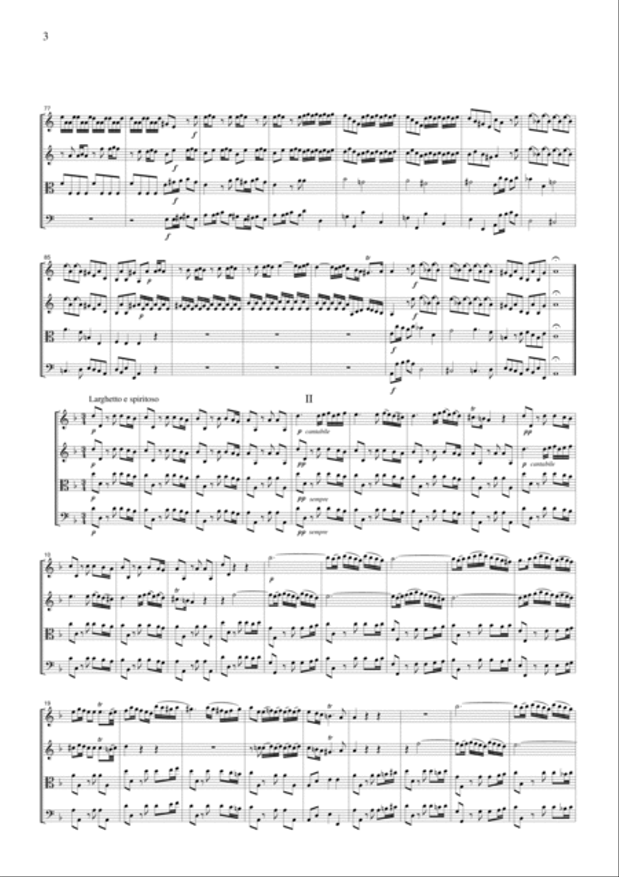 Vivaldi Concerto for 2 Violins in a moll, Op3, No.8, all mvts., for string quartet, CV105 String Quartet scores gallery preview page 3
