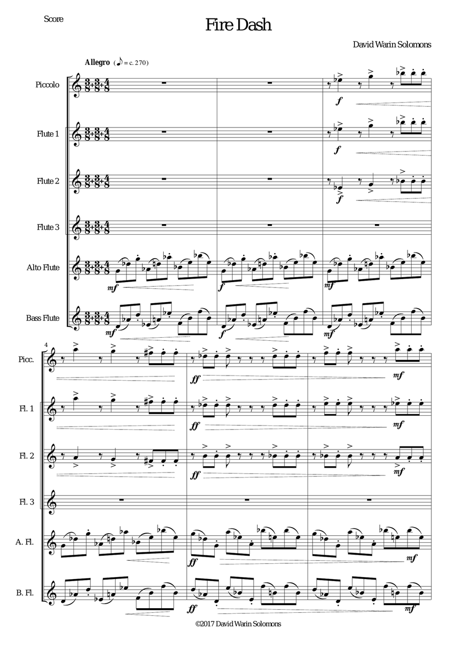 Fire Dash (flute sextet) Flute Solo scores gallery preview page 1