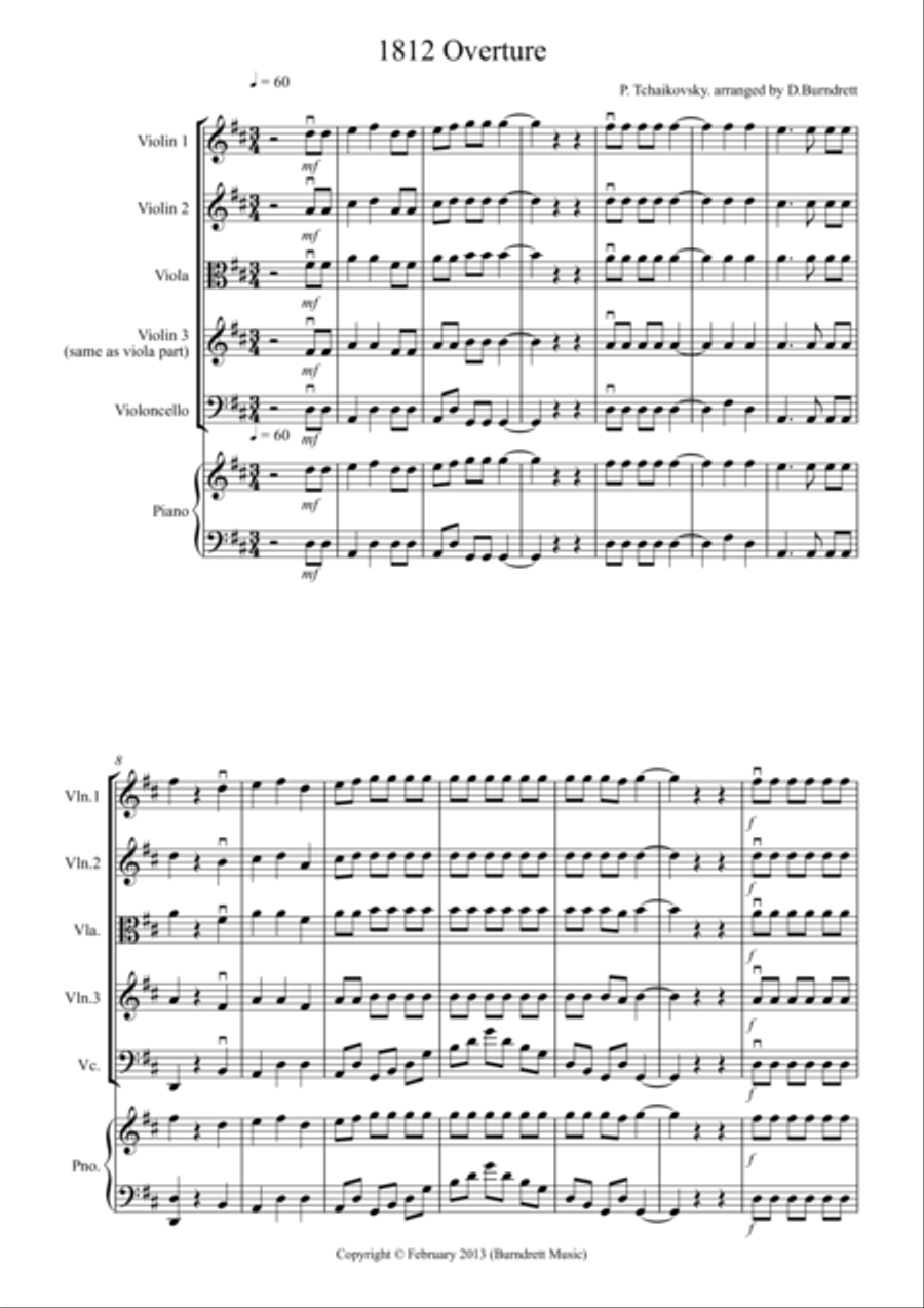 1812 Overture for String Quartet String Quartet scores gallery preview page 1