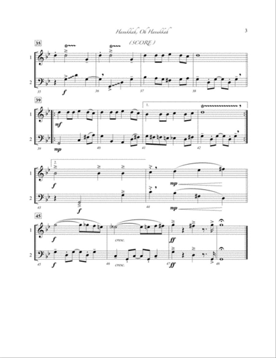 Hanukkah, Oh Hanukkah - for Flexible Duo (C, Eb, Bb & Bass Clef Instruments) Small Ensemble scores gallery preview page 5
