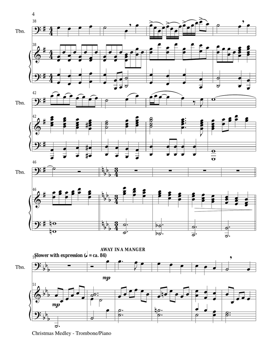 CHRISTMAS JOY MEDLEY (Sing-A-Long with Trombone and Piano) Small Ensemble scores gallery preview page 4