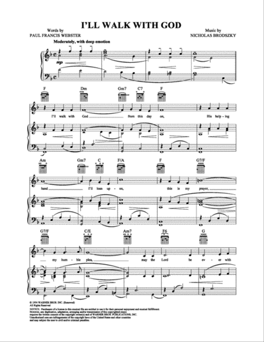 I'll Walk with God Piano, Vocal, Guitar scores gallery preview page 1
