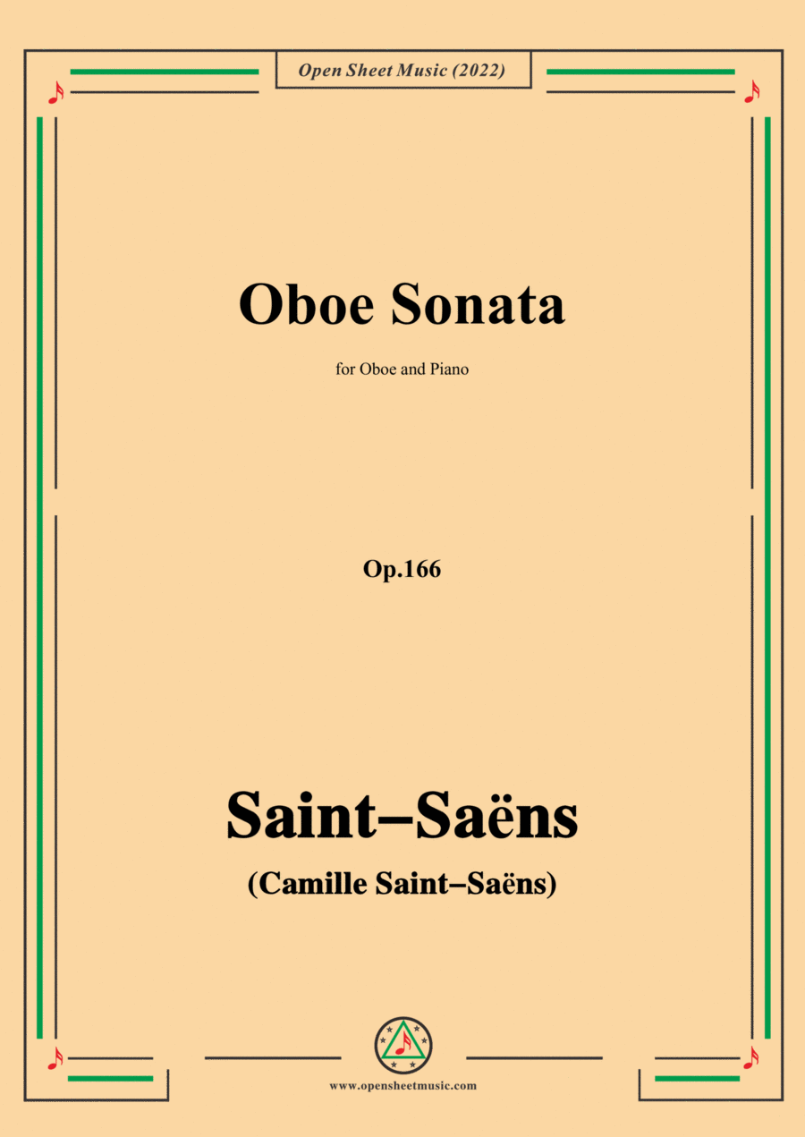 Saint-Saëns-Oboe Sonata,Op.166,for Oboe and Piano Piano scores gallery preview page 1