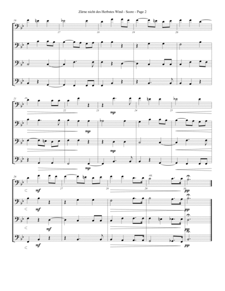 Zürne nicht des Herbstes Wind for Trombone or Low Brass Quartet image number null