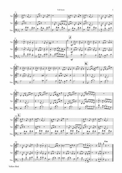 Yellow Bird - Haitian Folk Song - Calypso - Brass Trio image number null