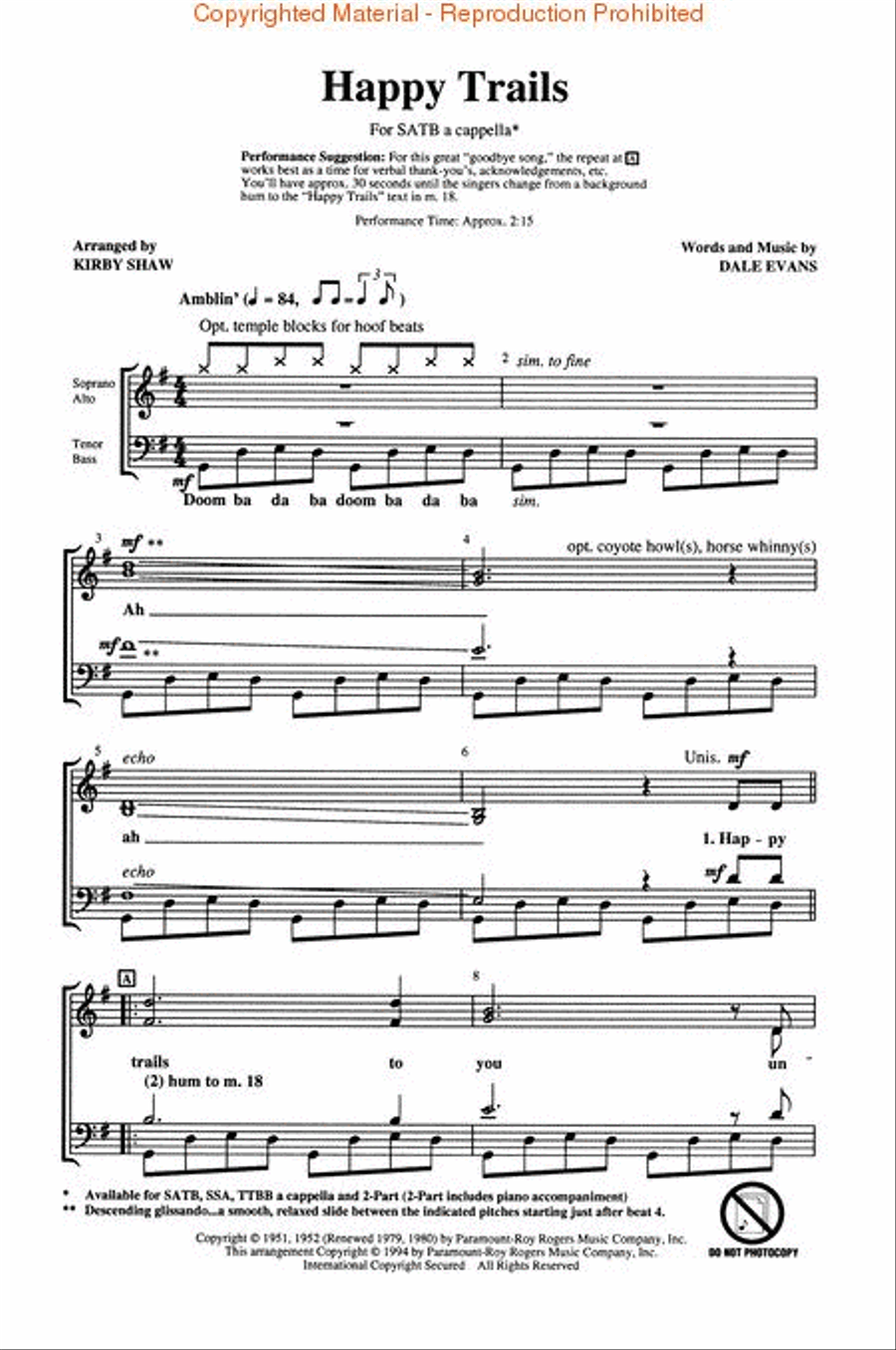 Happy Trails 4-Part scores gallery preview page 2