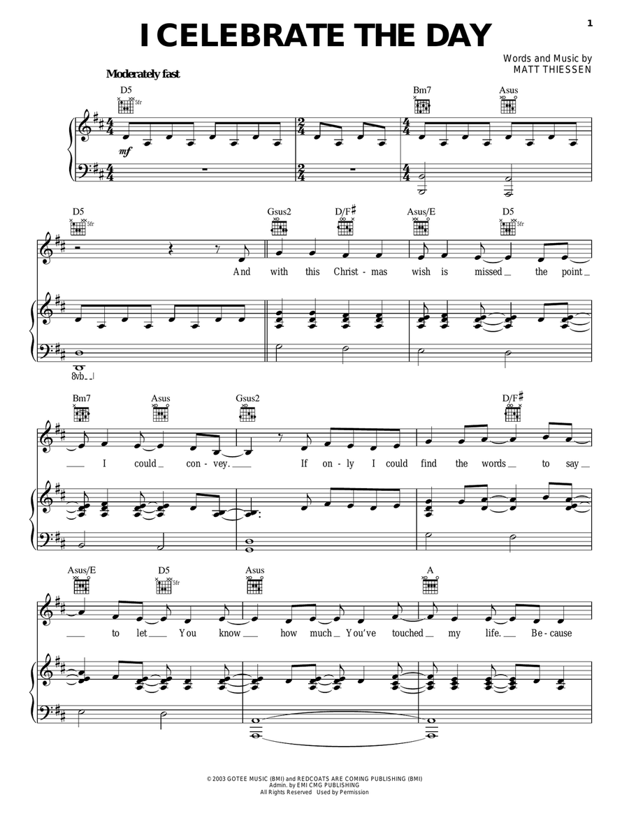 I Celebrate The Day Acoustic Guitar scores gallery preview page 1