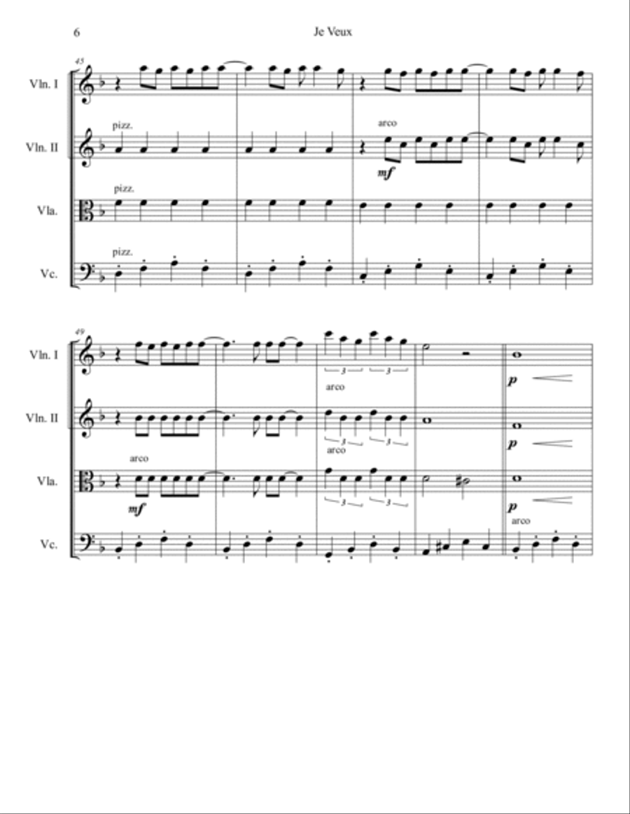 Je Veux String Quartet scores gallery preview page 6
