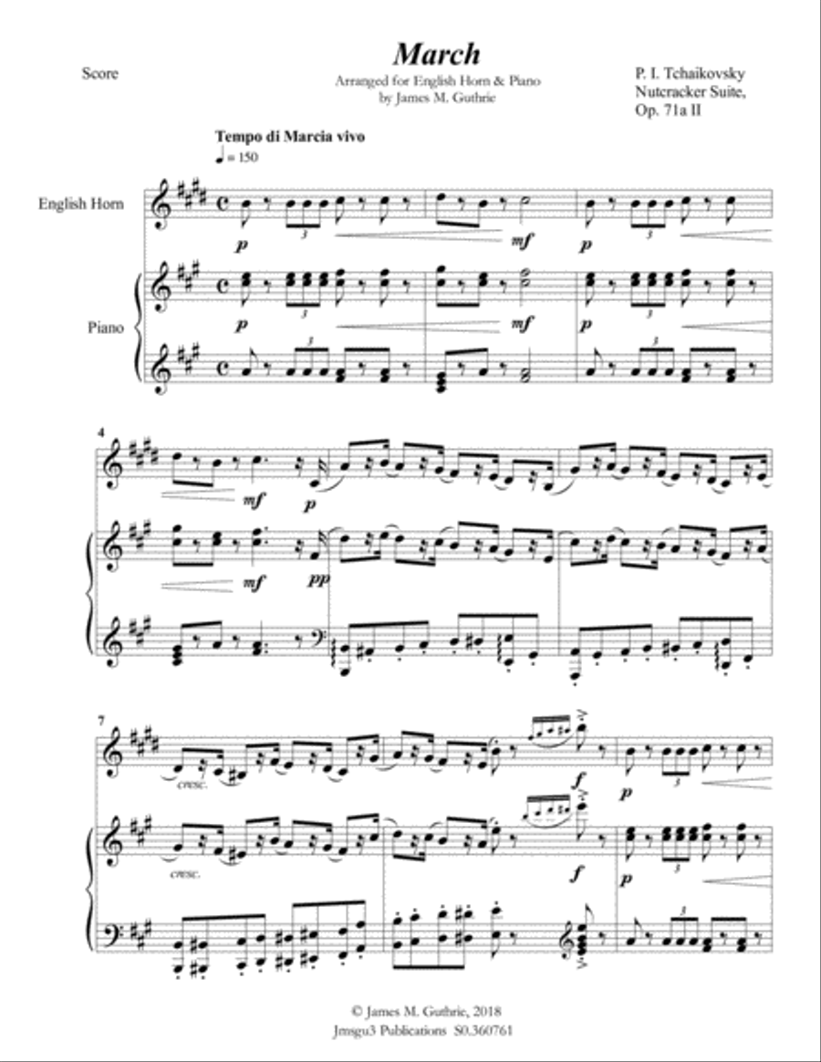 Tchaikovsky: March from Nutcracker Suite for English Horn & Piano English Horn scores gallery preview page 2