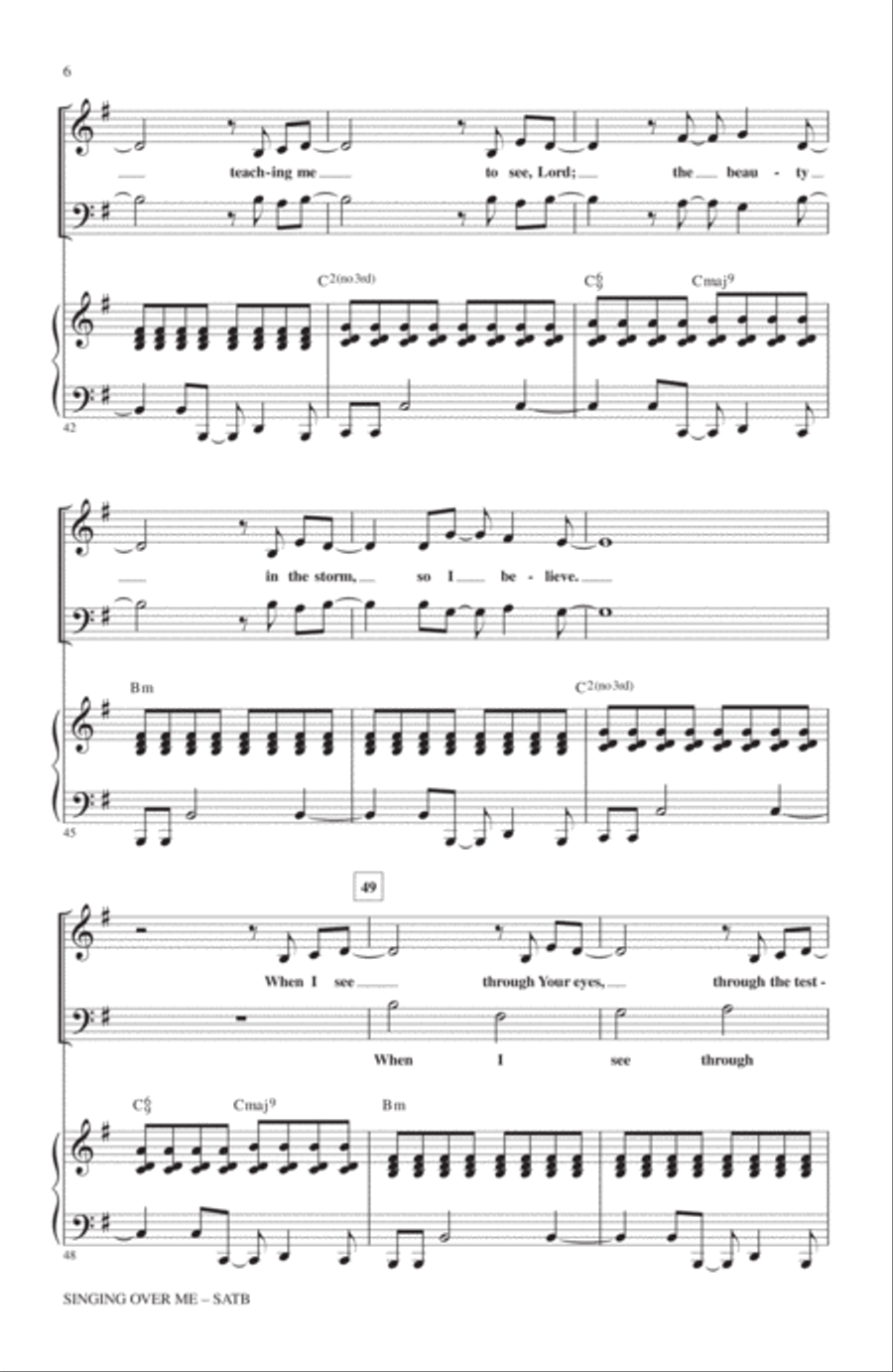 Singing Over Me 4-Part scores gallery preview page 5