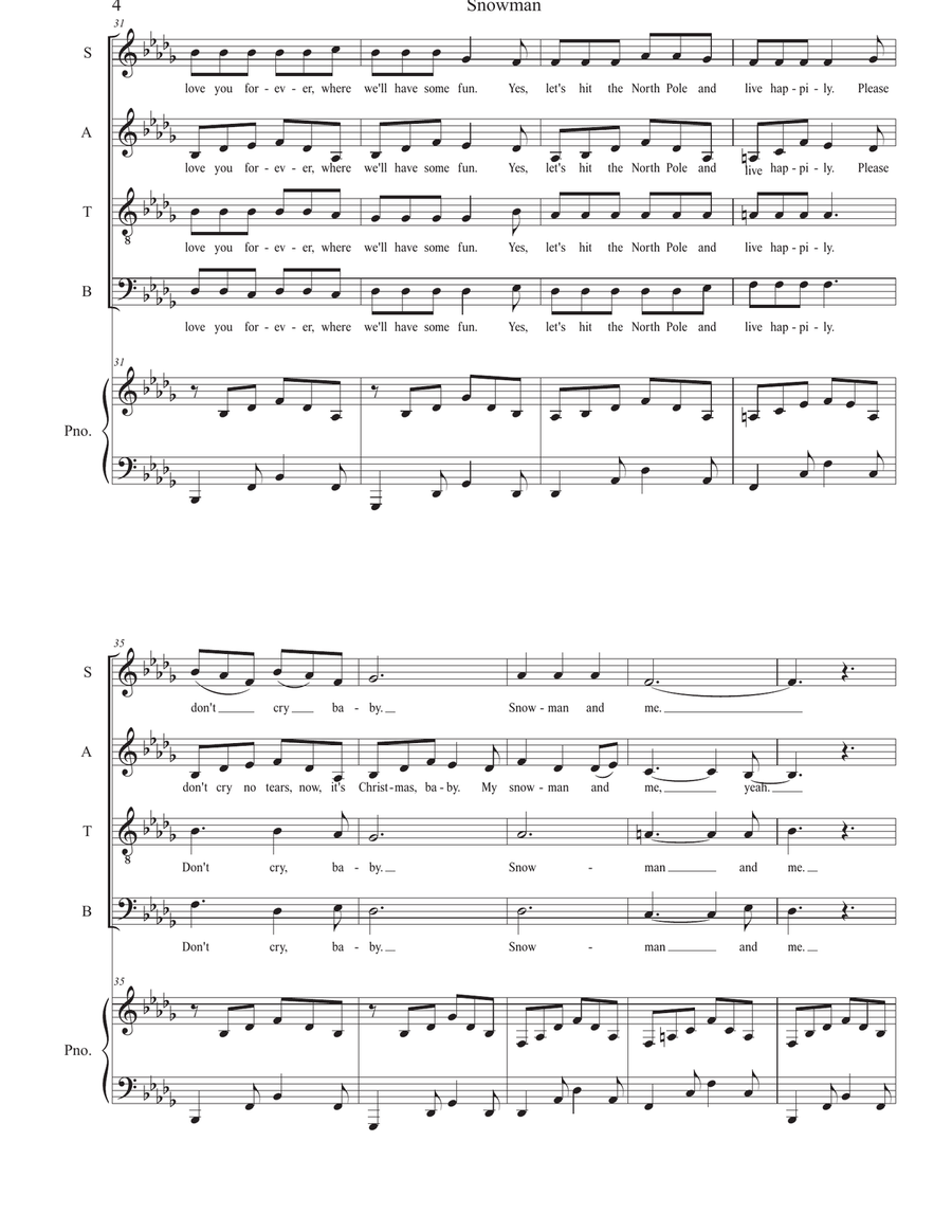 Snowman 4-Part scores gallery preview page 4