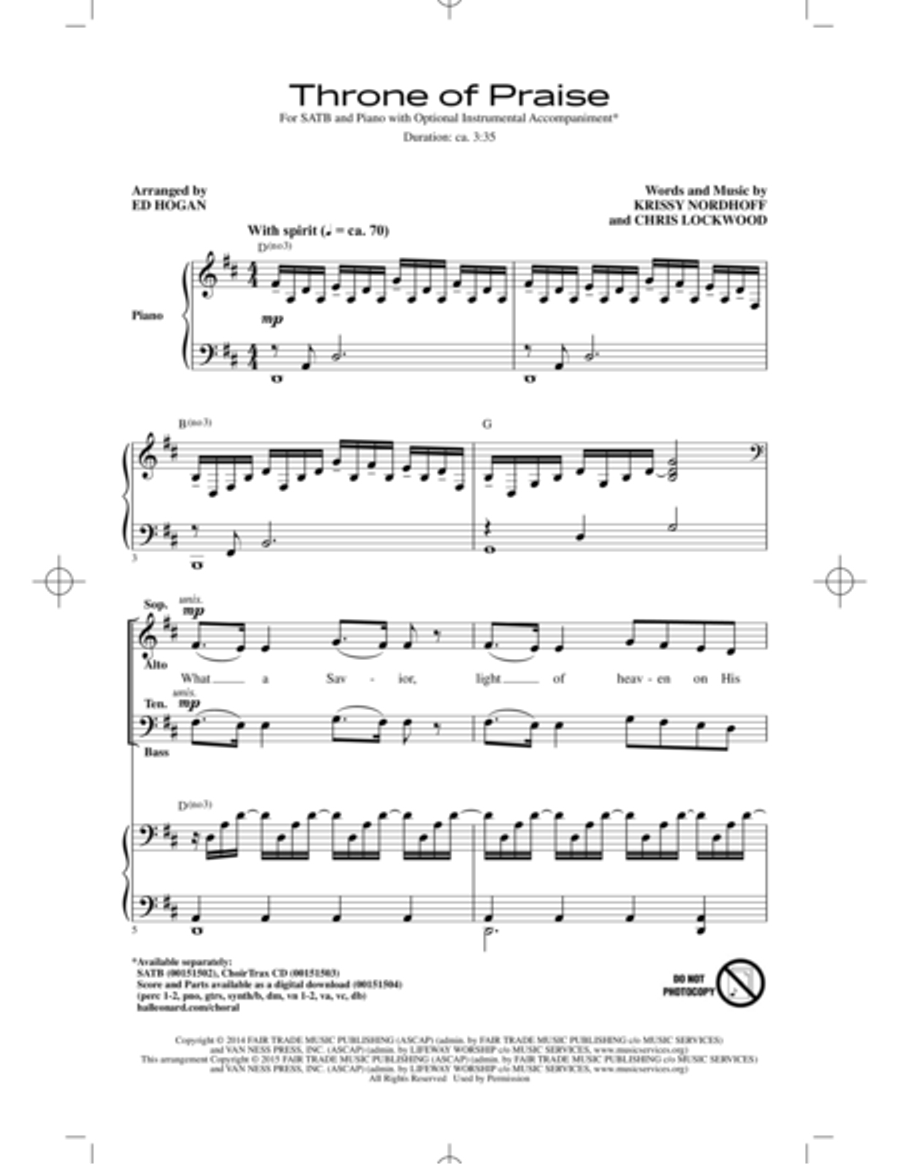 Throne Of Praise Throne Of Praise 4-Part scores gallery preview page 1