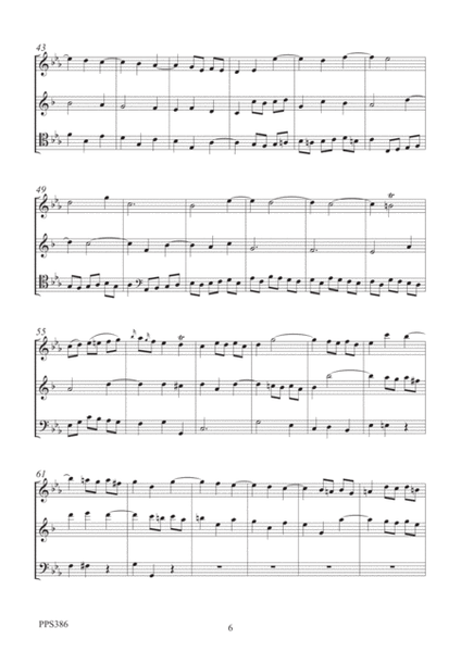 T.A. ARNE: TRIO SONATA IN Eb Opus 3 No. 3 for flute, clarinet & bassoon or cello