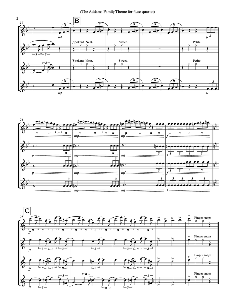 The Addams Family Theme The Addams Family Theme Woodwind Quartet scores gallery preview page 2