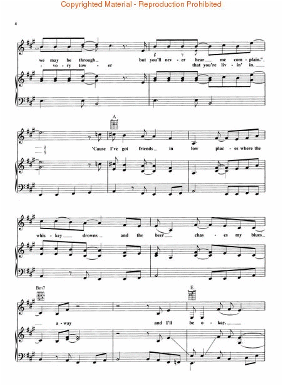 Friends in Low Places Piano, Vocal, Guitar scores gallery preview page 4