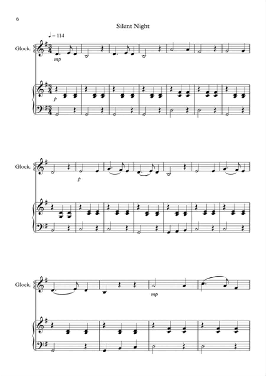 8 Easy Christmas Duets for Glockenspiel and Piano Piano Accompaniment scores gallery preview page 6