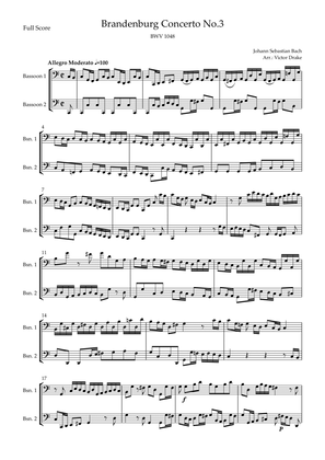 Brandenburg Concerto No. 3 in G major, BWV 1048 1st Mov. (J.S. Bach) for Bassoon Duo