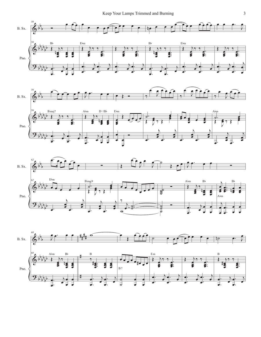 Keep Your Lamps Trimmed And Burning (Baritone Saxophone and Piano) Baritone Saxophone scores gallery preview page 3