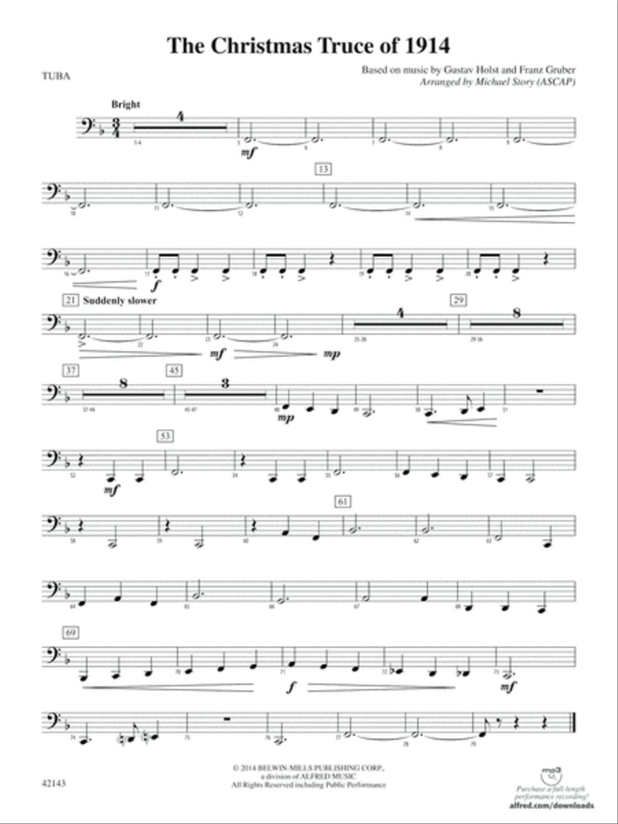The Christmas Truce of 1914: Tuba Concert Band scores gallery preview page 1