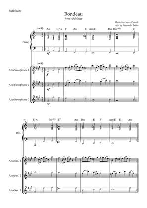 Rondeau (from Abdelazer) for Alto Saxophone Trio and Piano Accompaniment with Chords