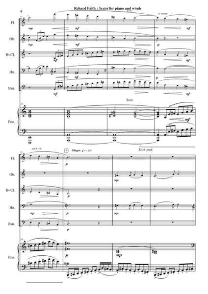 Richard Faith: Sextet for Piano and Winds, score and parts