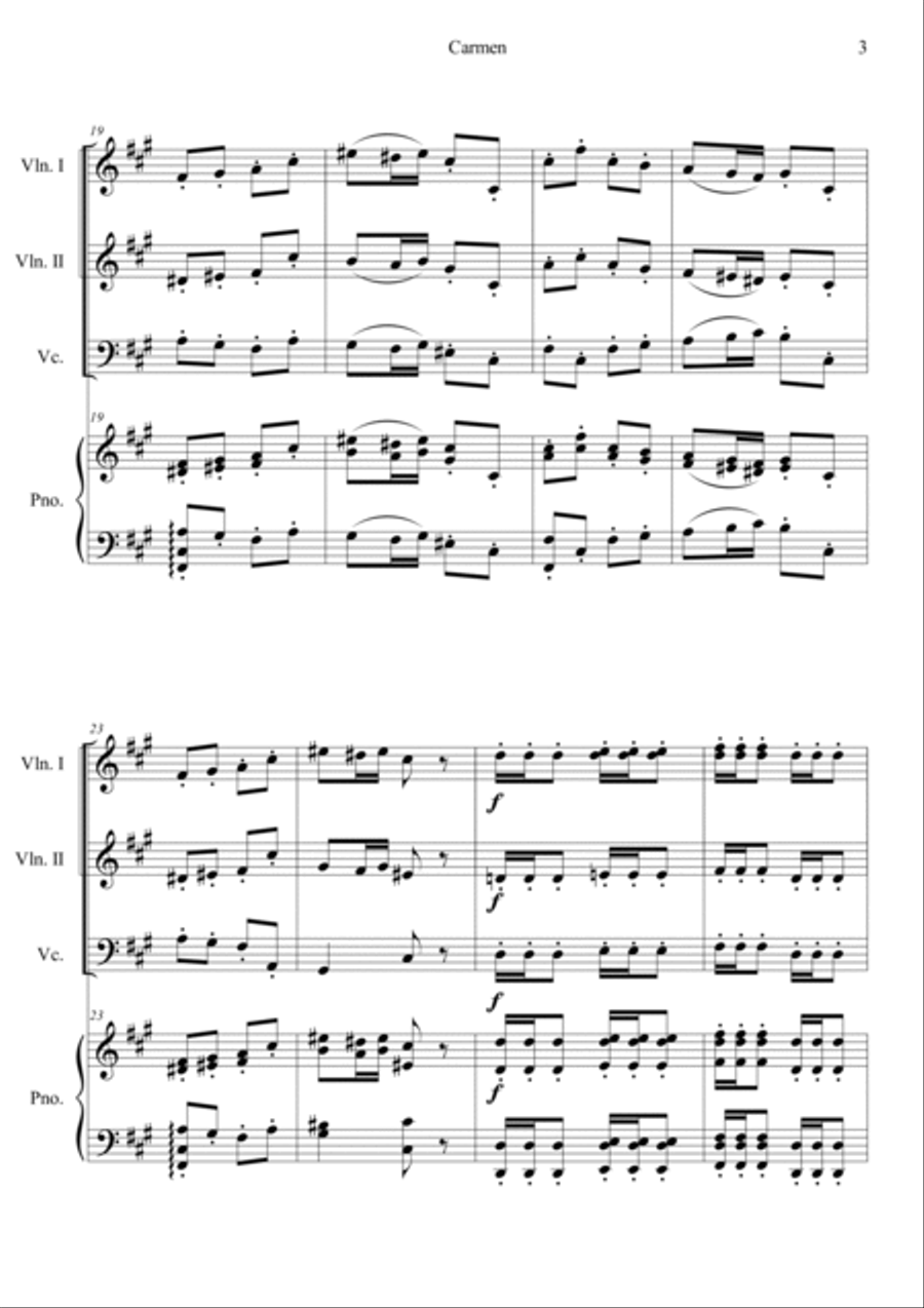 Carmen No.1 Prelude Piano Quartet scores gallery preview page 3