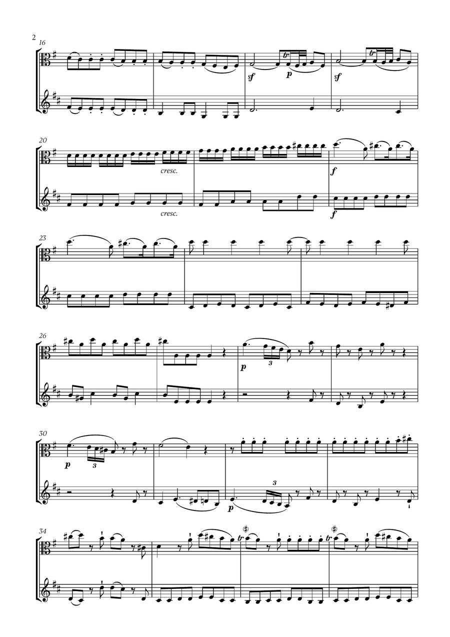 W. A. Mozart - Eine Kleine Nachtmusik (for Viola and French Horn) Horn scores gallery preview page 2